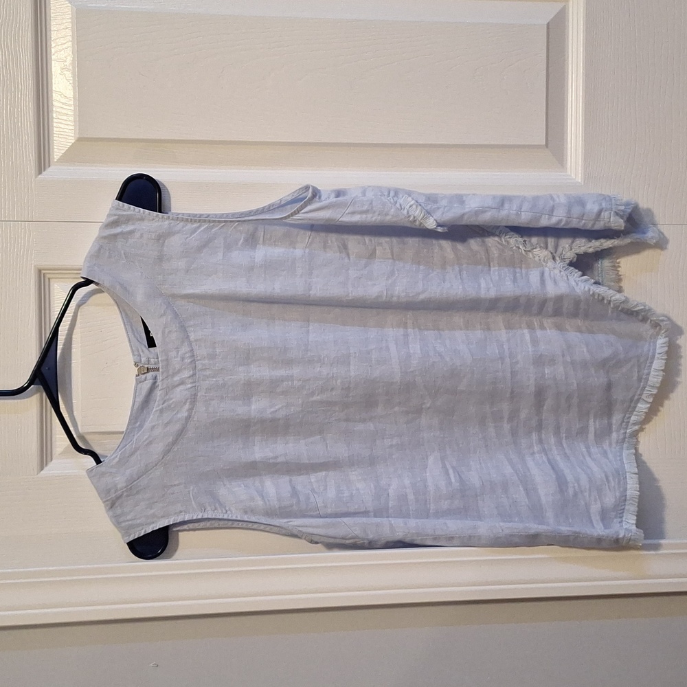 Pale blue linen asymmetrical tank top